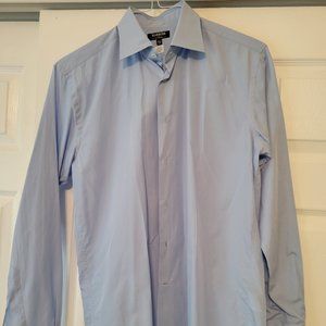 Harrods of London Mens Dress Shirt 15.5/39 Medium Blue 200/2 Extra Fine Cotton